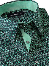 Load image into Gallery viewer, Paul Fredrick Men's Classic Fit Non-Iron Cotton Deco Dress Shirt Black/Green 20.0/37 DWS020B