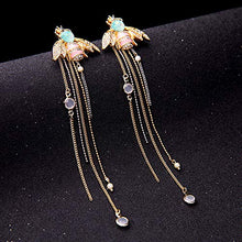Load image into Gallery viewer, Nonsucheer Jewelry for Women Link Chain Fringe Long Earrings Cute Crystal Insect Bee Fashion Earrings Brincos