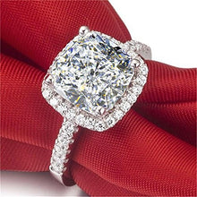 Load image into Gallery viewer, Diamonbella 101 Facets 2 Carat Princess Cushion Cut NSCD Simulated Diamond Ring 925 Silver Platinum Plated Halo (8)