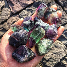 Load image into Gallery viewer, Simurg Raw Fluorite Stone 1lb ''A'' Grade Rainbow Fluorite Rough Crystal - Green Fluorite Rocks for Cabbing, Tumbling, Cutting, Lapidary, Polishing, Reiki Crytsal Healing