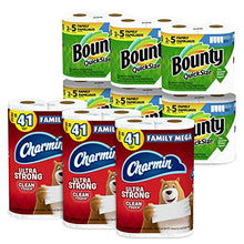 Load image into Gallery viewer, Charmin Ultra Strong Clean Touch Toilet Paper, 24 Family Mega Rolls and Bounty Quick-Size Paper Towels,12 Family Rolls, Bundle (Packaging May Vary)
