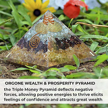 Load image into Gallery viewer, Orgonite Crystal Triple Money Pyramid Energy Generator Promotes Wealth and Prosperity with Green Aventurine, Red Garnet and Citrine – Attract Money and Success with Lucky Orgone Crystals