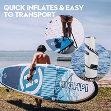 Load image into Gallery viewer, Highpi Inflatable Stand Up Paddle Board 10'6''x32''x6''W Premium SUP Accessories & Backpack, Wide Stance, Surf Control, Non-Slip Deck, Leash, Paddle and Pump, Standing Boat for Youth & Adult…