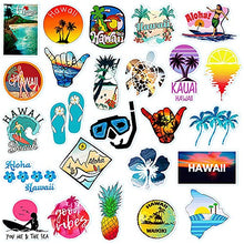 Load image into Gallery viewer, 100 Pcs Hawaii Summer Stickers , Waterproof Vinyl Decals for Surfboard Water Bottles Guitar Laptop Luggage Skateboard Refrigerator Scrapbooking Beach Vacation Decorate Gift for Teens Kids