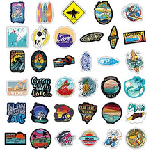 Load image into Gallery viewer, Surf Stickers 105PCS Go Surfing Decals Surfboard Wave and Summer Beach Theme Party Decoration for Water Bottle Journal Computer Car Bike Waterproof Vinyl Decals