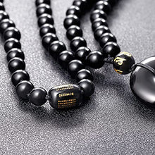 Load image into Gallery viewer, Lightock 108 Mala Beads 8mm Necklaces for Women Men Black Obsidian Peace Buckle/Agate Heart Sutra Healing Gemstone Prayer Charm for Meditation