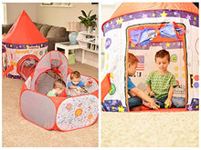 Load image into Gallery viewer, Playz 3pc Rocket Ship Astronaut Kids Play Tent, Tunnel, & Ball Pit with Basketball Hoop Toys for Boys, Girls, Babies, and Toddlers - STEM Inspired Educational Galactic Spaceship Design w/ Planets