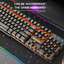 Load image into Gallery viewer, Wireless Gaming Keyboard and Mouse Combo with Yellow LED Backlit Rechargeable 4000mAh Battery Mechanical Ergonomic Feel Waterproof Dustproof 7 Color Backlit Mute Mice for Computer Mac Gamer