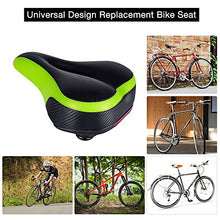 Load image into Gallery viewer, TONBUX Most Comfortable Bicycle Seat, Bike Seat Replacement with Dual Shock Absorbing Ball Wide Bike Seat Memory Foam Bicycle Gel Seat with Mounting Wrench (Green/Black with Reflective Sticker)