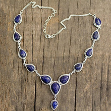Load image into Gallery viewer, NOVICA Lapis Lazuli .925 Sterling Silver Y Necklace, 16.5" 'Aura of Beauty'