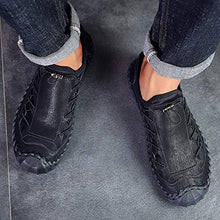 Load image into Gallery viewer, Loafers for Men Shoes Dress Men's Genuine Leather Boat Shoe Slip-on ons Casual Driving Comfort Work Fashion Male Handmade Black Big Size 10.5 Foot Wide Fat Feet Walking Office Business