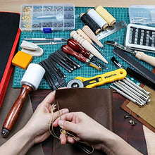 Load image into Gallery viewer, 275 pcs Advanced Leather Sewing Tools and Supplies with Carrying Organizer Cutting Mat Stamping Tools Needles Snaps and Rivets Kit Perfect for Stitching Punching Cutting Sewing Leather Craft Making