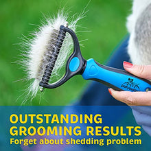 Load image into Gallery viewer, Pet Grooming Tool - 2 Sided Undercoat Rake for Cats & Dogs - Safe Dematting Comb for Easy Mats & Tangles Removing - No More Nasty Shedding and Flying Hair