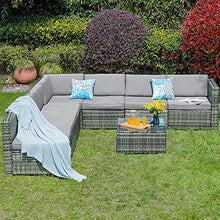 Load image into Gallery viewer, YITAHOME 8 Piece Outdoor Patio Furniture Sets, Garden Conversation Wicker Sofa Set, and Patio Sectional Furniture Sofa Set with Coffee Table and Cushion for Lawn, Backyard, and Poolside, Gray Gradient