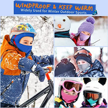 Load image into Gallery viewer, Kids Balaclava Ski Mask 2 Pack, Winter Hat Face Cover Neck Warmer for 3-8 Toddler Children Boys Girls, Windproof Full Face Masks Under Helmet for Cold Weather Skiing, Football, Cycling(Black&Purple)