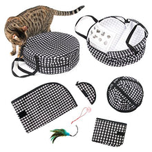 Load image into Gallery viewer, CHEERING PET, Cat Condo Cage, Travel Cage, Portable Pet Crate, Collapsible Litter Box, Foldable Feeding Bowl, Hanging Feather Teaser and Ball, Carrying Bag, Extra Large 32" X 19" X 19" (Checker Board)