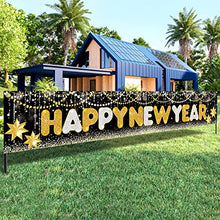 Load image into Gallery viewer, Xtralarge, Happy New Year Banner 2023 - 120x20 Inch | Happy New Years Yard Banner, Nye Decorations 2023 | Happy New Year Yard Sign | Happy New Year Decorations 2023, New Years Eve Party Supplies 2023