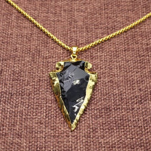 Load image into Gallery viewer, COAI Raw Obsidian Dragonglass Arrowhead Pendant Necklace for Men 31.5"