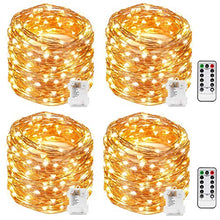 Load image into Gallery viewer, Kohree String Lights LED Copper Wire Fairy Christmas Light with Remote Control, 33FT 100LEDs, 4 Packs 8 Modes AA Battery Powered, Seasonal Decor Rope Lights for Holiday, Wedding