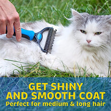 Load image into Gallery viewer, Pet Grooming Tool - 2 Sided Undercoat Rake for Cats & Dogs - Safe Dematting Comb for Easy Mats & Tangles Removing - No More Nasty Shedding and Flying Hair