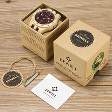 Load image into Gallery viewer, Bewell W109A Natural Wood Watches for Men Quartz Date Lumious Pointers (Maple and Red Sandalwood)