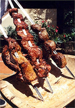 Load image into Gallery viewer, 17-Inch Long, Large Stainless Steel Brazilian-style BBQ Skewers with hardwood Handle, Kebab Kabob Skewers, 3/8 Inch Wide Blade, Set of 8 Skewer with heavy-duty Travel Bag