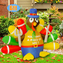 Load image into Gallery viewer, BLOWOUT FUN 6ft Inflatable Thanksgiving Turkey with Tableware LED Blow Up Lighted Decor Indoor Outdoor Holiday Art Decor Decorations