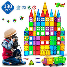 Load image into Gallery viewer, Magnet Building Tiles 130 Pcs 3D Toys Magnets Magnetic Blocks Set Preschool Toys Gifts for 3 4 5 Years Old Age Boys Girls and Toddlers.