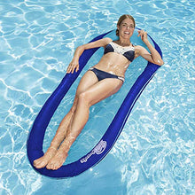 Load image into Gallery viewer, SwimWays 6038957 Water Hammock Styled Spring Swimming Pool Float Blue Recliner with Mesh Bed, Oversized Pillow, and Carry Bag
