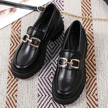 Load image into Gallery viewer, IUY Black Loafers for Women Chunky Platform Penny Shoes Classic Women's Loafers & Slip-ons Shoes Dress Shoes Fashion Comfortable Womens Business Casual Shoes Metal Chain Office Work Shoes Black US 8