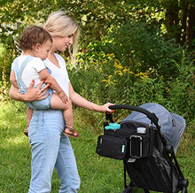 Load image into Gallery viewer, Non-Slip Stroller Organizer With Cup Holders, Exclusive Straps Grip Handlebar. Universal Fit For Uppababy Vista Cruz Nuna Baby Jogger Bob Britax Bugaboo Graco Stroller Accessories Caddy Parent Console