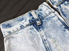 Load image into Gallery viewer, chouyatou Women's Retro High-Waist Boyfriend Ripped Holes Denim Skirt (Large, Light Blue)