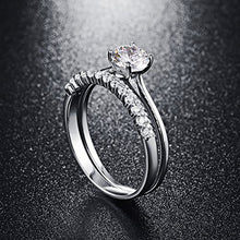 Load image into Gallery viewer, AVECON Women's 925 Sterling Silver Round Cut White CZ Solitaire Engagement Rings Band Size 6