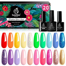 Load image into Gallery viewer, Beetles Pack of 20 Colors Rainbow Summer Gel Nail Polish Kit, Soak Off LED Lamp Gel Nail Polish Set Glitter Nude Gel Polish Starter Kit with Glossy & Matte Top Gel Base Coat Kaleidoscope
