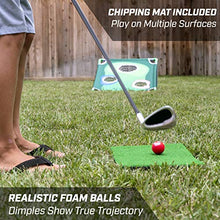 Load image into Gallery viewer, GoSports BattleChip Backyard Golf Cornhole Game, Includes Chipping Target, 16 Foam Balls, Hitting Mat and Carrying Case