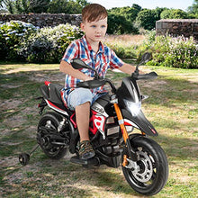 Load image into Gallery viewer, Costzon 12V Kids Motorcycle, Licensed Aprilia Electric Motorcycle Ride On Toy w/ Training Wheels, Spring Suspension, LED Lights, Sounds & Music, MP3, Battery Powered Dirt Bike for Boys & Girls, Red