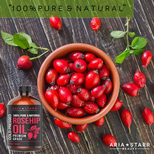 Load image into Gallery viewer, Aria Starr Rosehip Seed Oil Cold Pressed For Face, Skin, Acne Scars - 100% Pure Natural Moisturizer - 4 OZ