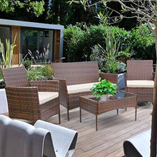 Load image into Gallery viewer, FDW Patio Furniture Set 4 Pieces Outdoor Rattan Chair Wicker Sofa Garden Conversation Bistro Sets for Yard (Brown)