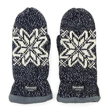 Load image into Gallery viewer, Bruceriver Women Snowflake Knit Mittens with Warm Thinsulate Fleece Lining Size S (Black)
