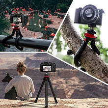Load image into Gallery viewer, Tripod for iPhone, Fotopro Flexible Camera Tripod with Bluetooth for iPhone 11 XS,Samsung, Waterproof and Anti-Crack Phone Tripod Stand for GoPro, Portable Travel Tripod for Live Streaming Vlog Video