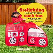 Load image into Gallery viewer, Fire Truck Tent with Sound Button for Kids Toddlers Boys & Girls - Red Fire Engine Pop Up Pretend Playhouse Indoors & Outdoors - Quick Set Up Weather Proof Fabric Foldable & Spacious β Great Gift Idea
