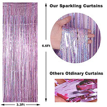 Load image into Gallery viewer, 3 Pack Fringe Curtains Party Decorations,Tinsel Backdrop Curtains for Parties,Photo Booth Wedding Graduations Birthday Christmas Event Party Supplies (Pink)
