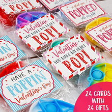 Load image into Gallery viewer, Valentines Day Cards for Kids - Valentines Day Gifts for Kids - 24 Mini Heart Pop Fidget Toys Bulk - Valentine Exchange Cards for Classroom School Party Favors Toddlers Girls Boys Age 3 Year and Up