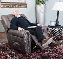 Load image into Gallery viewer, Harper&Bright Designs Smoky Brown Wilshire Series Heavy-Duty Power Lift Recliner Chair, Built-in Remote and 2 Castors,
