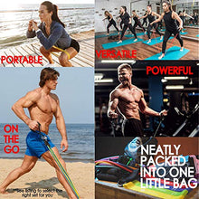 Load image into Gallery viewer, Resistance Bands Set Bundled with Loop Bands I Exercise Bands with Stackable Workout Bands, Door Anchor, Handles, Ankle Straps & Advanced eBook - for Resistance Training, Gym, Yoga, Pilates and More!