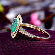 Load image into Gallery viewer, Beyond jewelry Natural Diamond Emerald Engagement 14kt Yellow Gold Women's Wedding Ring