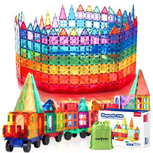 Load image into Gallery viewer, Magnetic Tiles with 2 Cars, Building Blocks Magnets Toys for Kids Toddlers, Educational Toys for 3+, STEM Preschool Learning Toys & Gifts for Kids Ages 3 4 5 6 Year Old Boys Girls