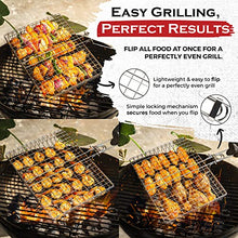Load image into Gallery viewer, Grill Basket, Barbecue BBQ Grilling Basket, Stainless Steel Large Folding Grilling baskets With Handle, Portable Outdoor Camping BBQ Rack for Shrimp, Vegetables, Barbeque Griller Cooking Accessories