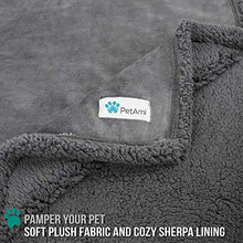 Load image into Gallery viewer, PetAmi WATERPROOF Dog Blanket for Bed Couch Sofa | Waterproof Dog Bed Cover for Large Dogs, Puppies | Grey Sherpa Fleece Pet Blanket Furniture Protector | Reversible Microfiber | 60" x 80" (Gray/Gray)