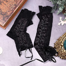 Load image into Gallery viewer, UBGICIG 6Pairs Black Lace Gloves Fingerless Gloves Long for Women Elegant Short Gloves Bridal Gloves for Wedding Dinner Parties Cosplay 1920s Gloves for Ladies and Egirls